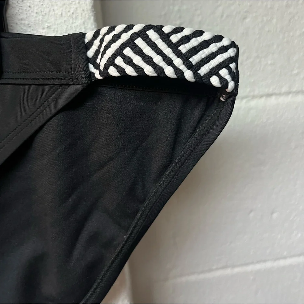 Cacique Black Bikini Bottom with Striped Accents. Size 22